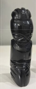 Vintage Black Obsidian Carved Aztec Mayan God Figure Statue Tribal Tiki Totem